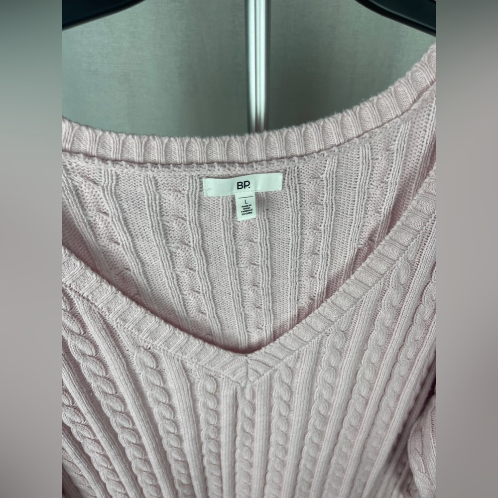 BP. Pink Long Sleeve Knit Cotton Sweater Size Large (12-14) NWT - Picture 4 of 9
